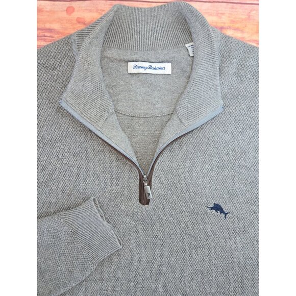 Tommy Bahama Gray Mens Half-Zip Sweater XXXL Cotton/Cashmere/Silk - Picture 4 of 9